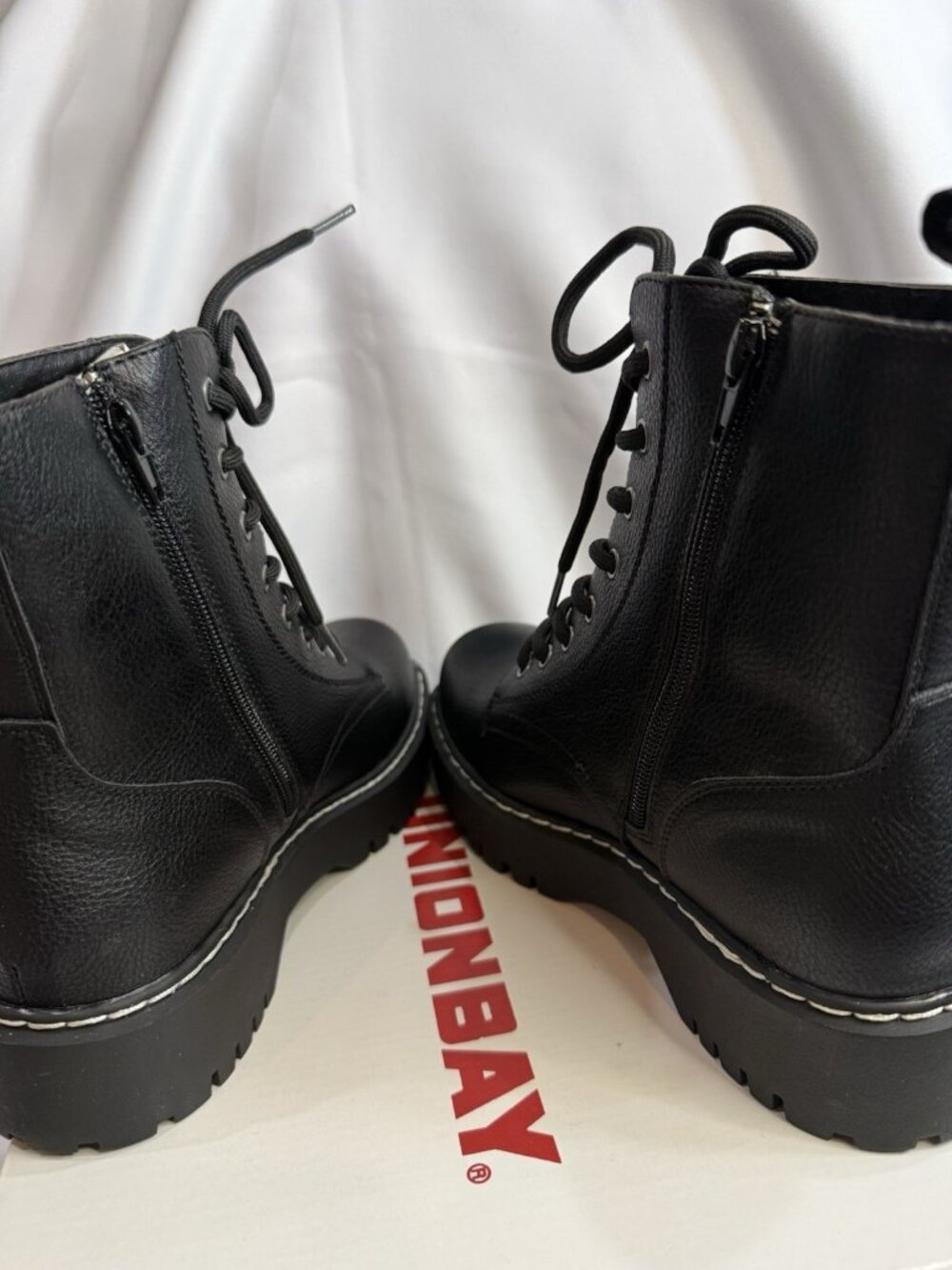 UnionBay Combat Boots Womens Size 8 Black Side Zip Up NEW Shoes - Picture 4 of 7